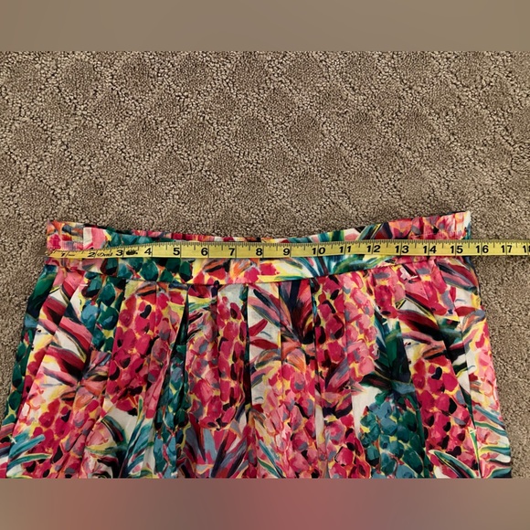J. Crew A-Line Pleated "Ratti Pineapple" Skirt Size 8 Tropical Farm Resort - Picture 2 of 6